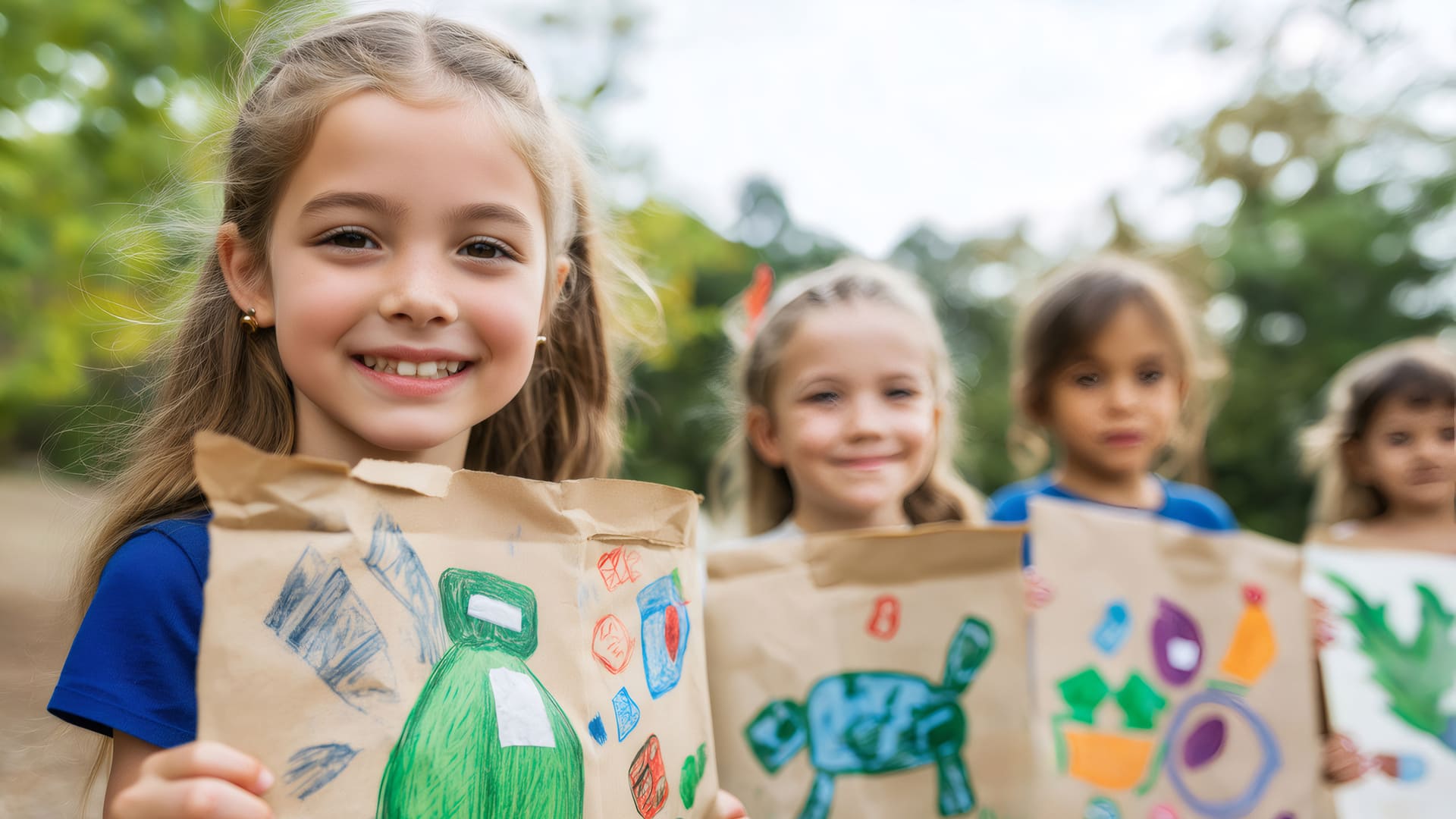 Kinder mit Upcycling Materialien